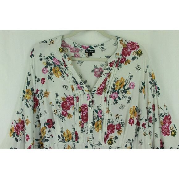 Torrid 3 Size 3X *Boho Chic* Floral Peasant Regency Empire Waist Button Front - Picture 2 of 12